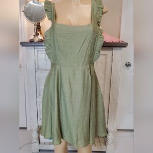Elegant Olive Ruffle Dress